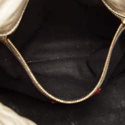Valentino Gold Pleated Leather Crystal Catch Satchel