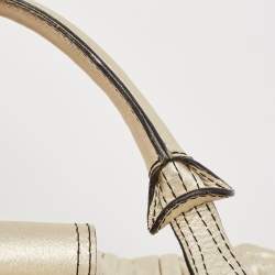 Valentino Gold Pleated Leather Crystal Catch Satchel