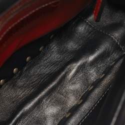 Pre Owned Valentino Black Quilted Leather Medium Rockstud Spike Top Handle Bag