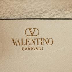 Pre Owned Valentino Off White Leather Small VLogo Moon Hobo