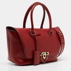 Pre Owned Valentino Red Leather Demilune Tote