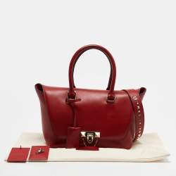Pre Owned Valentino Red Leather Demilune Tote