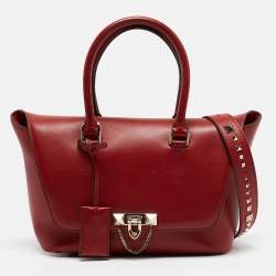 Pre Owned Valentino Red Leather Demilune Tote