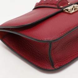 Valentino Burgundy Leather Medium Rockstud Glam Lock Flap Bag