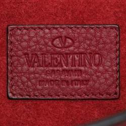 Valentino Burgundy Leather Medium Rockstud Glam Lock Flap Bag