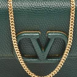 Valentino Dark Green Leather Mini VSling Shoulder Bag