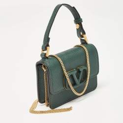 Valentino Dark Green Leather Mini VSling Shoulder Bag