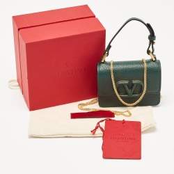 Valentino Dark Green Leather Mini VSling Shoulder Bag