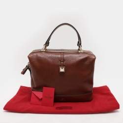 Pre Owned Valentino Brown Leather Roman Stud Satchel