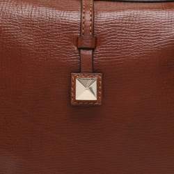 Pre Owned Valentino Brown Leather Roman Stud Satchel