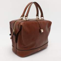 Pre Owned Valentino Brown Leather Roman Stud Satchel