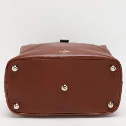 Pre Owned Valentino Brown Leather Roman Stud Satchel