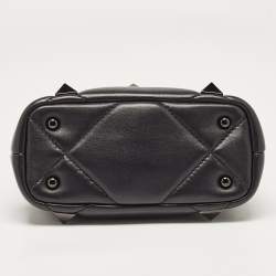 Pre Owned Valentino Black Quilted Leather Mini Roman Stud Top Handle Bag