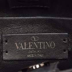 Pre Owned Valentino Black Quilted Leather Mini Roman Stud Top Handle Bag