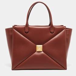 Pre Owned Valentino Brick Red Leather One Stud Tote