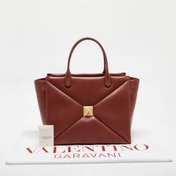 Pre Owned Valentino Brick Red Leather One Stud Tote