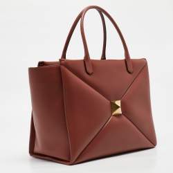 Pre Owned Valentino Brick Red Leather One Stud Tote
