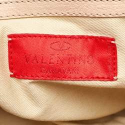 Pre Owned Valentino Beige Leather Urban Lace Embroidered Satchel
