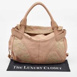 Pre Owned Valentino Beige Leather Urban Lace Embroidered Satchel