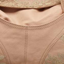 Pre Owned Valentino Beige Leather Urban Lace Embroidered Satchel