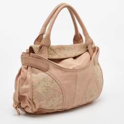 Pre Owned Valentino Beige Leather Urban Lace Embroidered Satchel