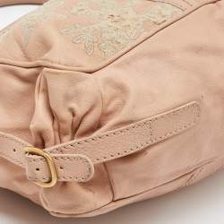 Pre Owned Valentino Beige Leather Urban Lace Embroidered Satchel