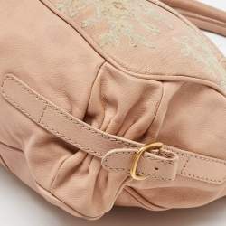 Pre Owned Valentino Beige Leather Urban Lace Embroidered Satchel