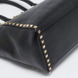 Pre Owned Valentino Black Leather Rockstud Trapeze Tote