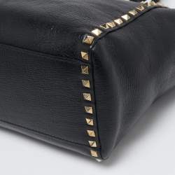 Pre Owned Valentino Black Leather Rockstud Trapeze Tote