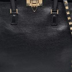 Pre Owned Valentino Black Leather Rockstud Trapeze Tote