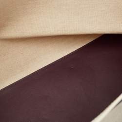 Pre Owned Valentino Burgundy/Beige Canvas and Leather Escape V logo Tote