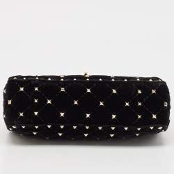 Valentino Black Quilted Velvet Small Butterfly Rockstud Spike Top Handle Bag
