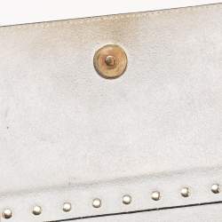 Pre Owned Valentino Grey Leather Rockstud Side Slip Crossbody Bag