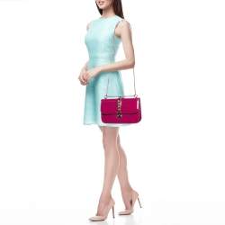 Valentino Fuchsia Patent Leather Medium Glam Lock Shoulder Bag