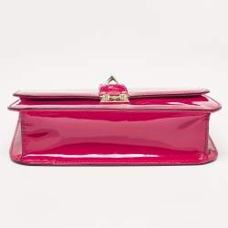 Valentino Fuchsia Patent Leather Medium Glam Lock Shoulder Bag