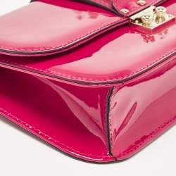 Valentino Fuchsia Patent Leather Medium Glam Lock Shoulder Bag