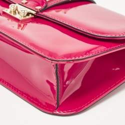 Valentino Fuchsia Patent Leather Medium Glam Lock Shoulder Bag