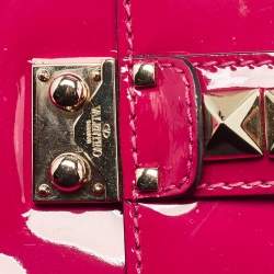 Valentino Fuchsia Patent Leather Medium Glam Lock Shoulder Bag