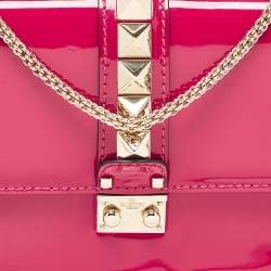 Valentino Fuchsia Patent Leather Medium Glam Lock Shoulder Bag