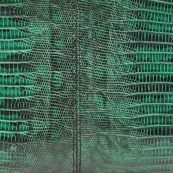 Pre Owned Valentino Green/Black Lizard Leather Snake Crystals Chain Clutch