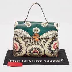 Valentino Multicolor Floral Print Leather Mime Top Handle Bag