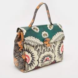Valentino Multicolor Floral Print Leather Mime Top Handle Bag
