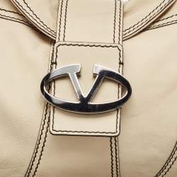 Valentino Cream/Black Leather Catch Hobo