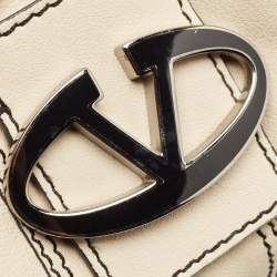 Valentino Cream/Black Leather Catch Hobo