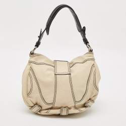 Valentino Cream/Black Leather Catch Hobo