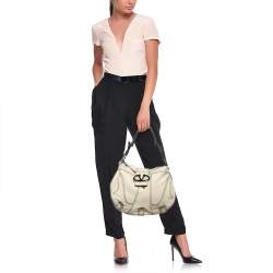 Valentino Cream/Black Leather Catch Hobo