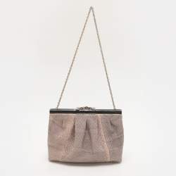 Pre Owned Valentino Beige Python Chain Frame Clutch