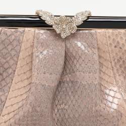 Pre Owned Valentino Beige Python Chain Frame Clutch