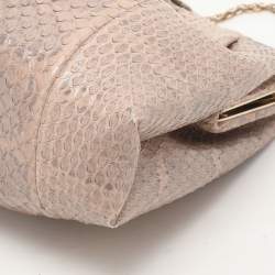 Pre Owned Valentino Beige Python Chain Frame Clutch