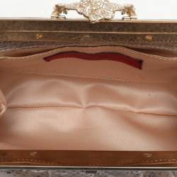 Pre Owned Valentino Beige Python Chain Frame Clutch